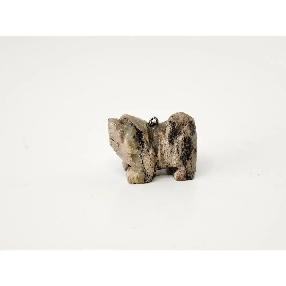 Miniature Carved Soapstone Dog Pendant / Charm